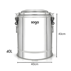 SOGA 2X 40L Stainless Steel Insulated Stock Pot Hot & Cold Beverage Container
