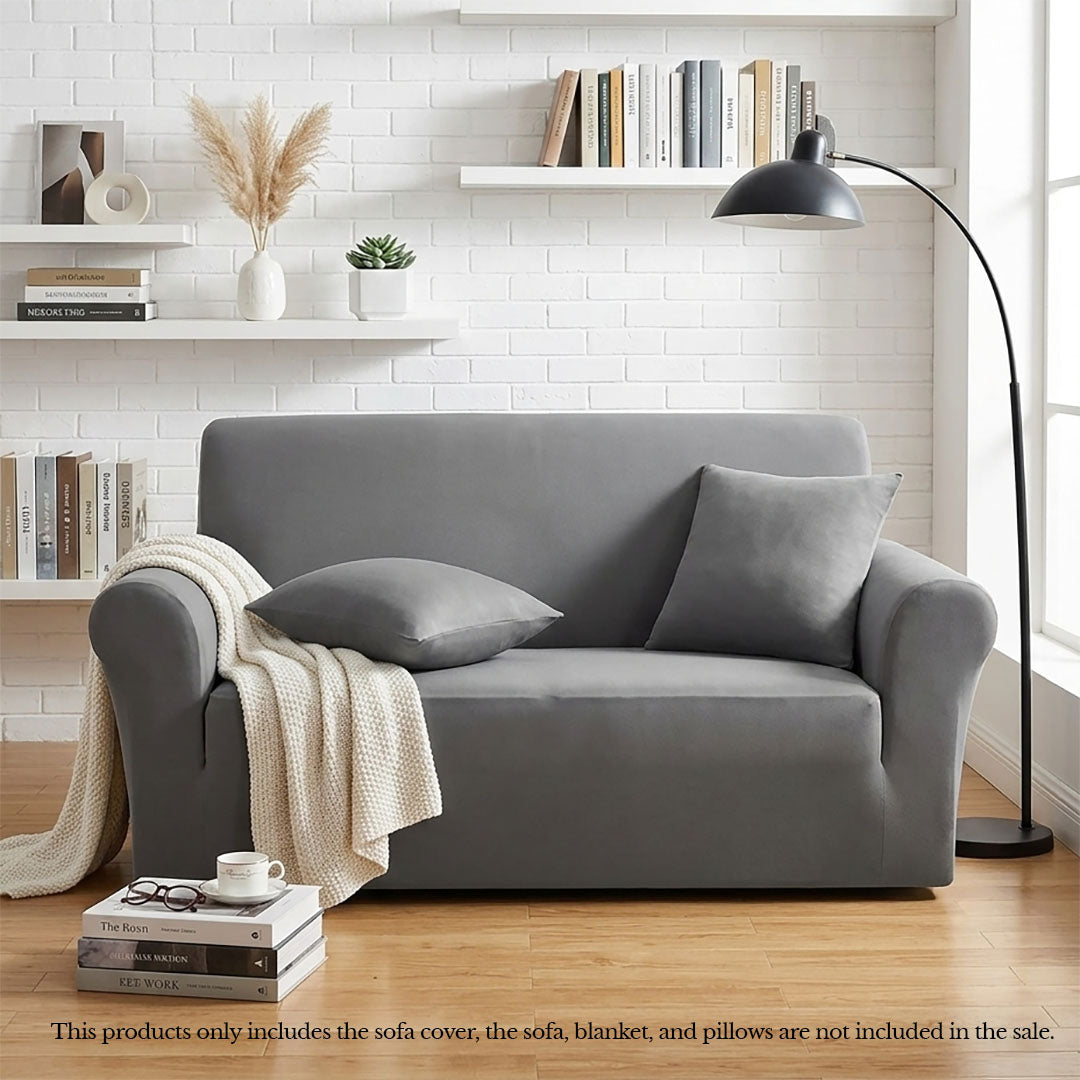 SOGA 2-Seater Grey Sofa Cover Couch Protector High Stretch Lounge Slipcover Home Decor