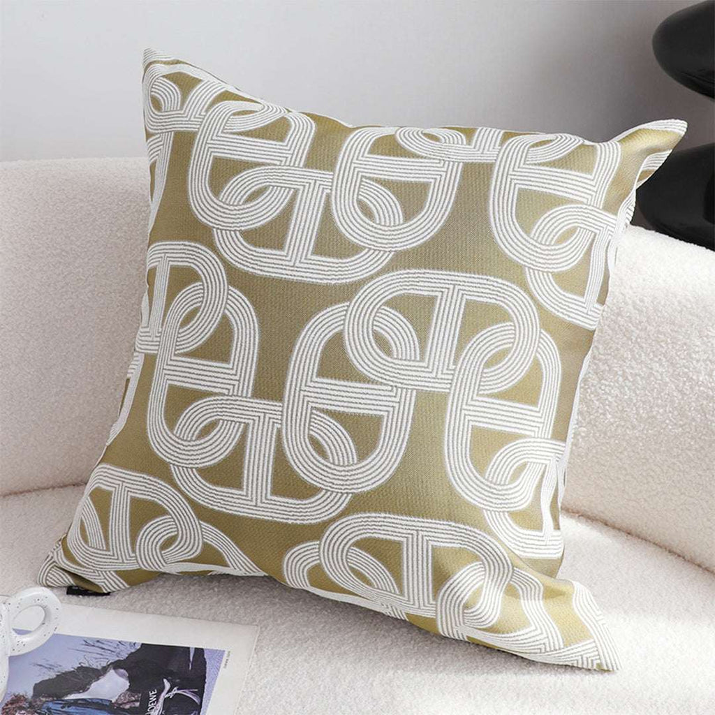 SOGA 2X 50cm Artistic Olive Green White Geometric Pattern Throw Pillow $ 142