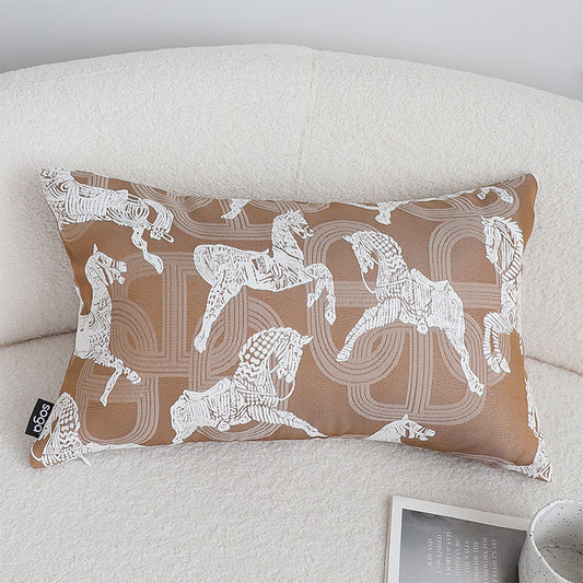 SOGA 35cm Bohemian Camel Brown White Horse Pattern Throw Pillow