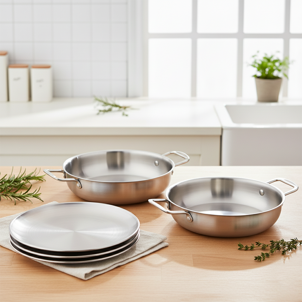 SOGA Kitchenware Bundle – Silver Dry Pots & Grilling Plate for Durable Kitchen Essentials
