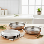 SOGA Kitchenware Bundle – Silver Dry Pots & Grilling Plate for Durable Kitchen Essentials