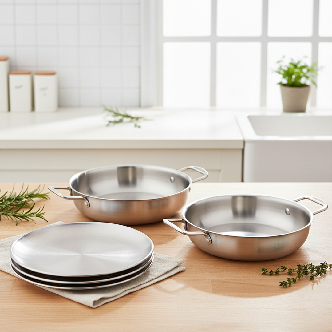 SOGA Kitchenware Bundle – Silver Dry Pots & Grilling Plate for Durable Kitchen Essentials