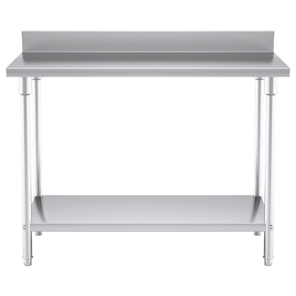 SOGA Commercial Catering Kitchen Stainless Steel Prep Work Bench Table with Back-splash 120*70*85cm