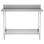 SOGA Commercial Catering Kitchen Stainless Steel Prep Work Bench Table with Back-splash 120*70*85cm