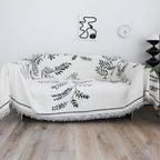 SOGA Two-seater White Sofa Cover Leaf Print 180x260cm Polyester