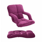 SOGA 2X Foldable Lounge Cushion Adjustable Floor Lazy Recliner Chair with Armrest Magenta