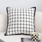 SOGA 2X 50cm Moroccan Black Cross Pattern Black Trim Decorative Throw Pillow
