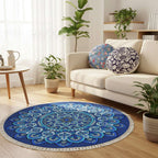 SOGA Home & Living Bundle – Polyester-Cotton Pillows & Blue Mandala Round Carpet Decor $ 138