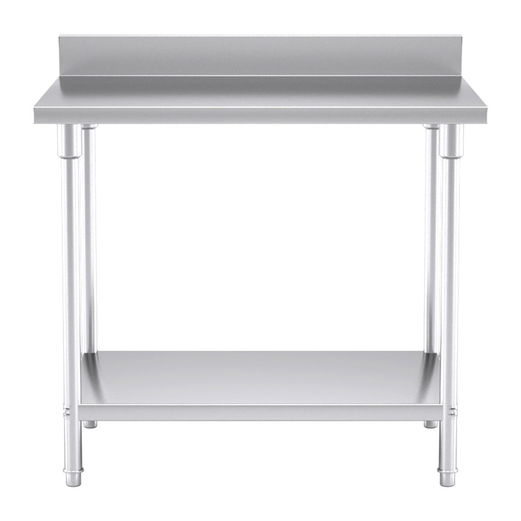 SOGA Commercial Catering Kitchen Stainless Steel Prep Work Bench Table with Back-splash 100*70*85cm