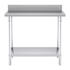 SOGA Commercial Catering Kitchen Stainless Steel Prep Work Bench Table with Back-splash 100*70*85cm
