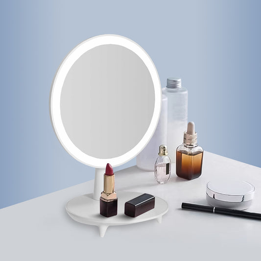 SOGA Round White Rechargeable LED Light Makeup Mirror Tabletop Vanity Home Decor