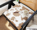 SOGA Brown Cow Print Cushion – Soft Plush Backrest for Home & Office