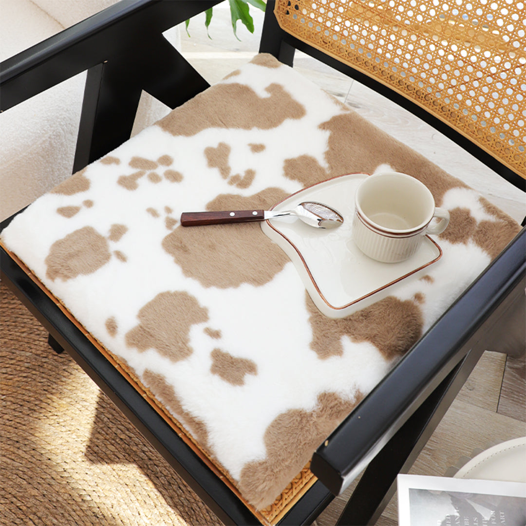 SOGA 2X 45cm Brown Cow Print Square Cushion Soft Leaning Plush Backrest Throw Seat Pillow