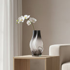 SOGA 24cm Glass Vase Grey with Beautiful glass Bubble Texture Art Vases