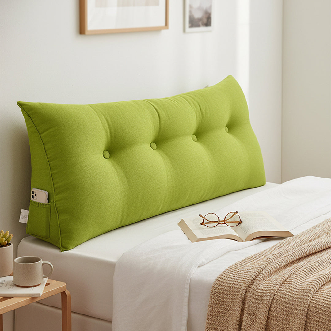 SOGA 120cm Green Triangular Wedge Bed Pillow Headboard Backrest Bedside Tatami Cushion Home Decor