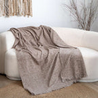 SOGA 130x190cm Misty Beige Blanket – Houndstooth Tassel Throw $ 88