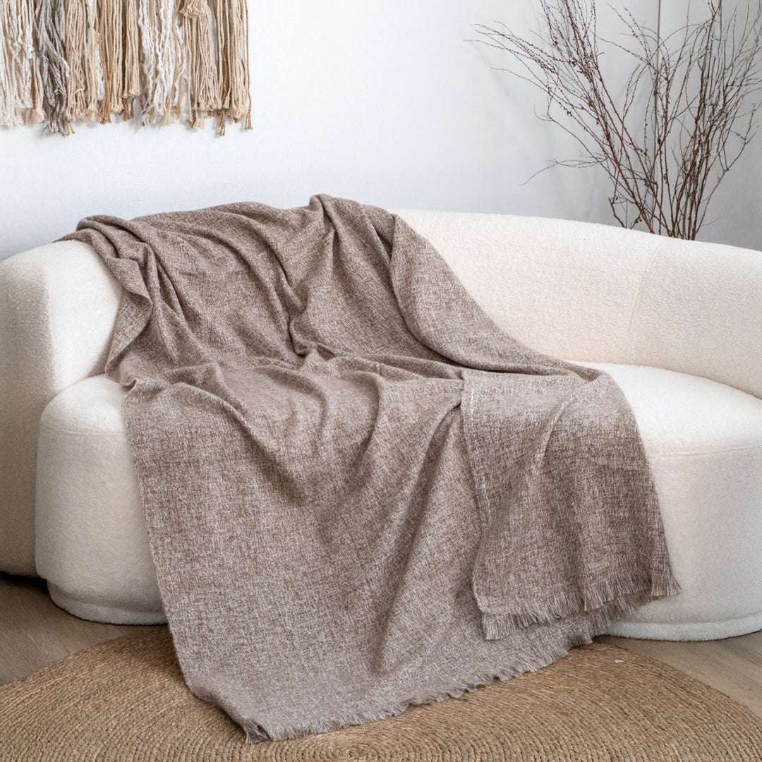 SOGA 130x190cm Misty Beige Blanket – Houndstooth Tassel Throw $ 88
