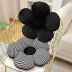 SOGA Black Flower Cushion Shaped for Floor and Sitting Throw Pillow
