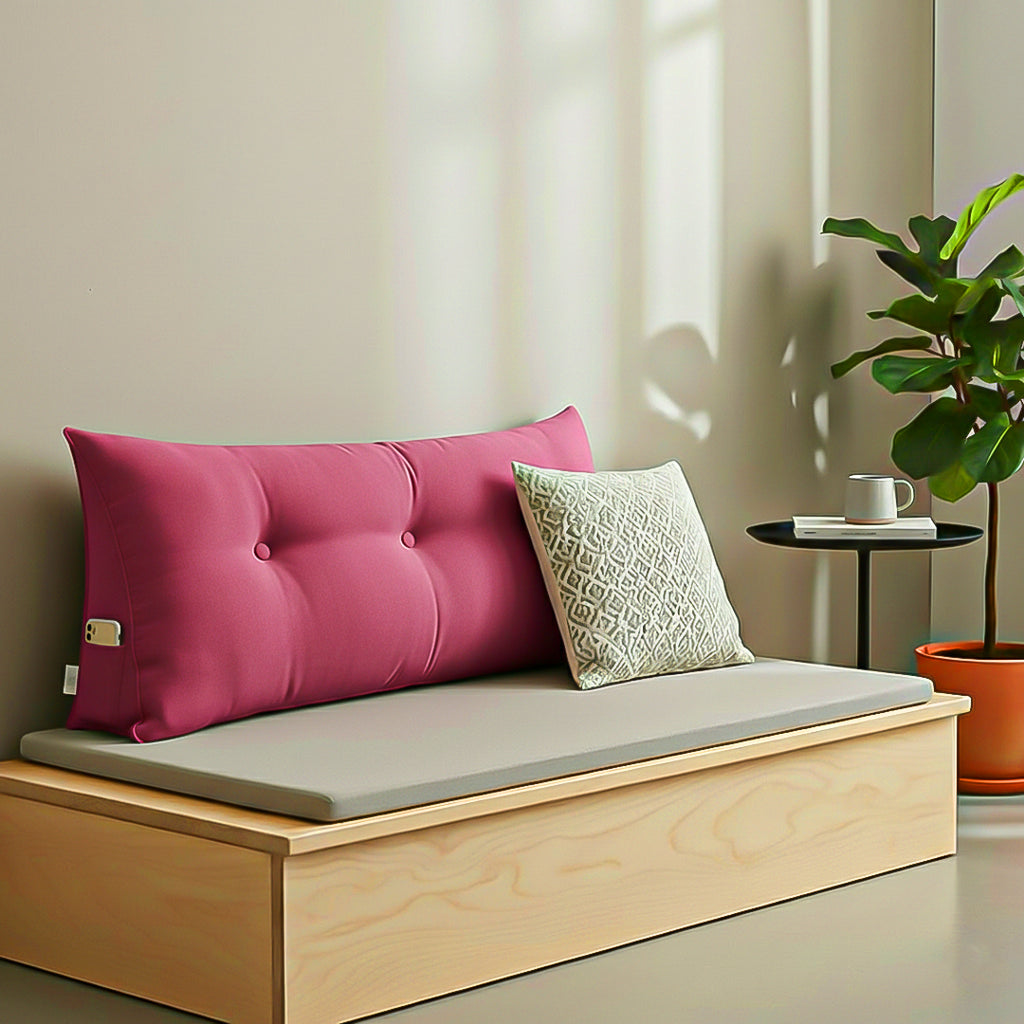 SOGA 4X 100cm Crabapple Red Triangular Wedge Bed Pillow Headboard Backrest Bedside Tatami Cushion Home Decor