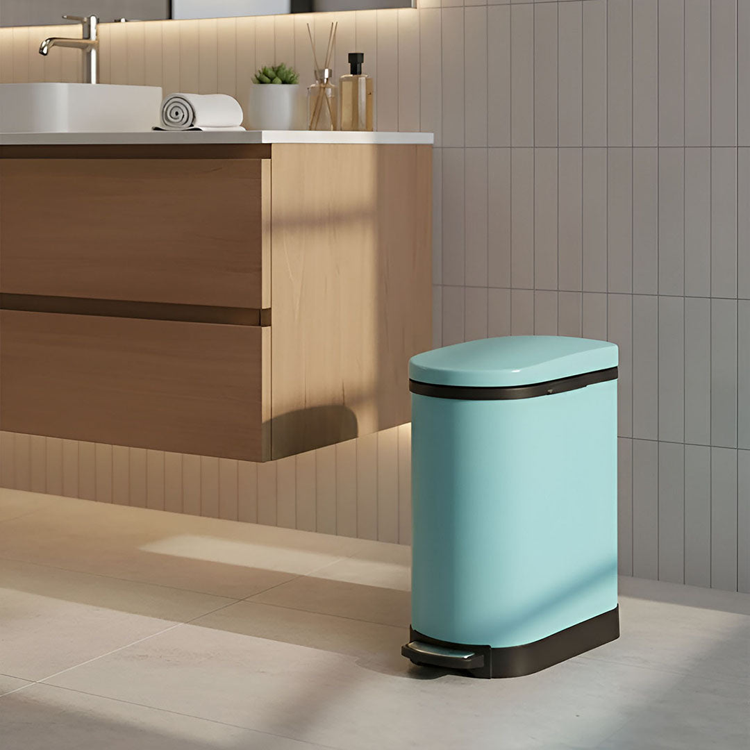 SOGA Foot Pedal Stainless Steel Rubbish Recycling Garbage Waste Trash Bin 10L U Blue