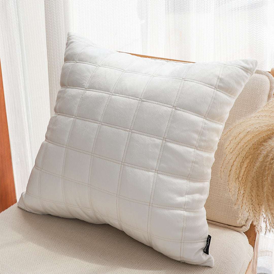 SOGA Quilted Cushion 50cm White Grid Pattern Soft Padded Decorative Throw Pillow $ 61