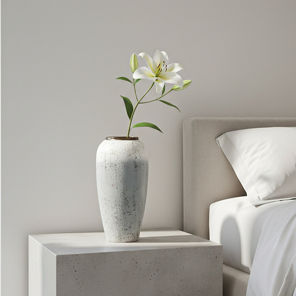SOGA 35x17cm White and Grey Large Ceramic Flower Vase Elegant Living Room Home Decor