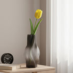 SOGA 33cm Glass Vase Grey with Beautiful glass Bubble Texture Art Vases