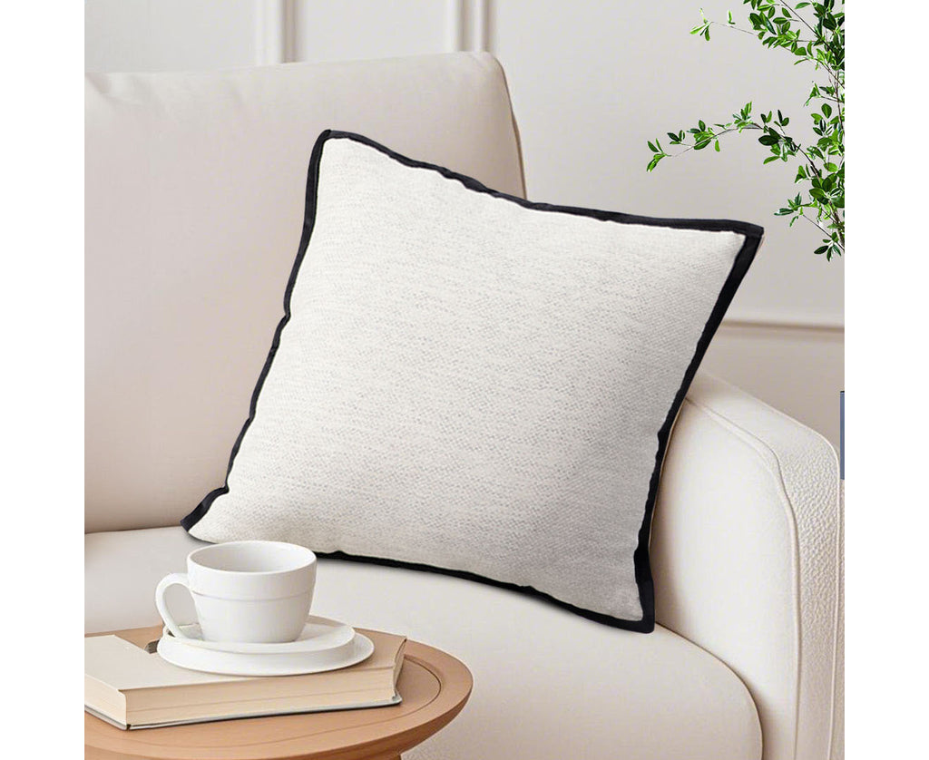 SOGA 50cm Classic Natural Linen Black Piped Edge Decorative Throw Pillow