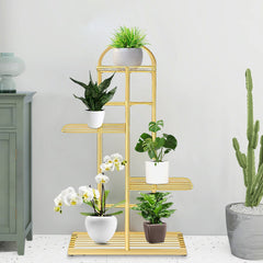 SOGA 2X 4 Tier 5 Pots Gold Metal Plant Stand Flowerpot Display Shelf Rack Indoor Home Office Decor