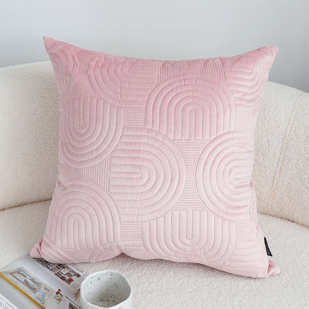 SOGA 2X 50cm Pink Textured Geometric Pattern Decorative Throw Pillow $ 119