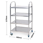 SOGA 2X 4 Tier 860x540x1170 Stainless Steel Kitchen Dining Food Cart Trolley Utility