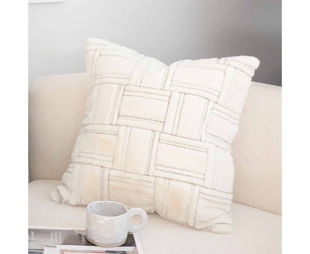 SOGA 45cm Bohemian Cream Tufted Grid Pattern Decorative Throw Pillow