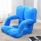 SOGA Foldable Lounge Cushion Adjustable Floor Lazy Recliner Chair with Armrest Blue
