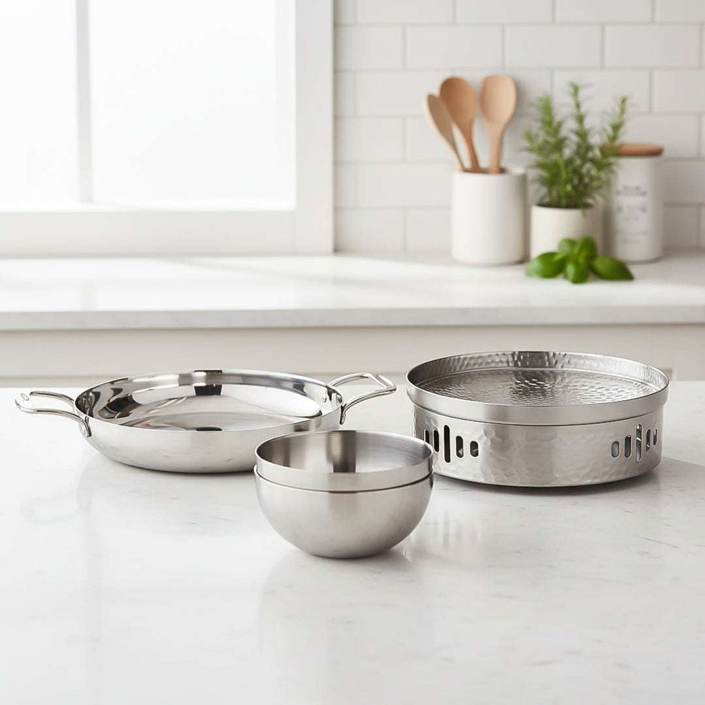 SOGA Kitchenware Bundle – Silver Dry Pots & Elegant Salad Bowl for Essential Kitchen Use $ 168