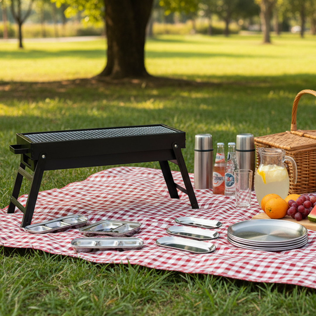 SOGA Kitchenware Bundle – Portable Charcoal Grill, Silver Grilling Plate, Nordic Plate & Sauce Pan $ 189
