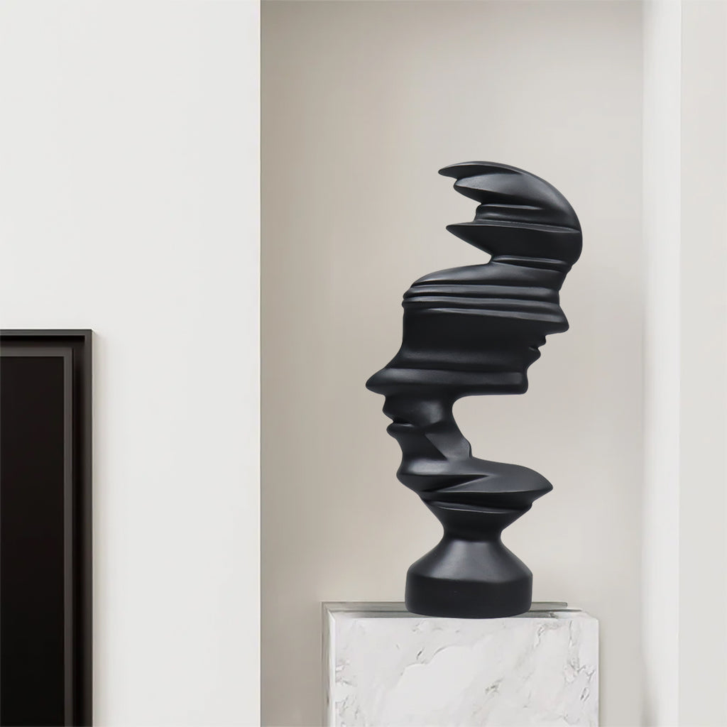 SOGA 44cm Dual-Face Resin Sculpture – Modern Abstract Art Décor