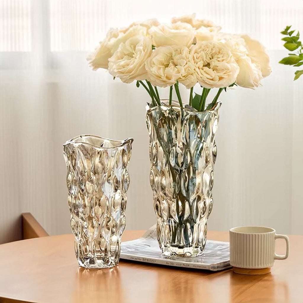 SOGA 29.8cm Golden Amber Glass Crystal Vase Elegant Modern Home Décor