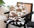 SOGA Brown Cow Print Cushion – Soft Plush Backrest for Home & Office