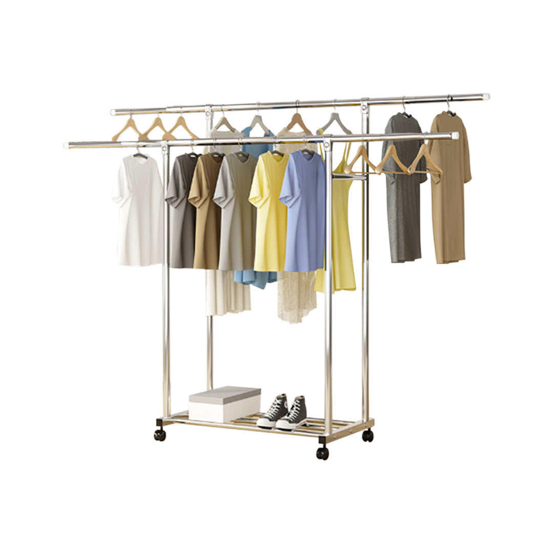 SOGA 2X 200cm Stainless Steel Floor-Standing Clothes Rack - Durable and Space-Saving Laundry Organizer