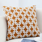 SOGA 50cm Brown Checkered Chain Jacquard Square Pillow Decorative Cushion for Home Decor