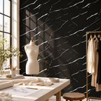 SOGA Peel & Stick Floor and Wall Tiles 30 x 60cm 10 Pack Black Faux Marble