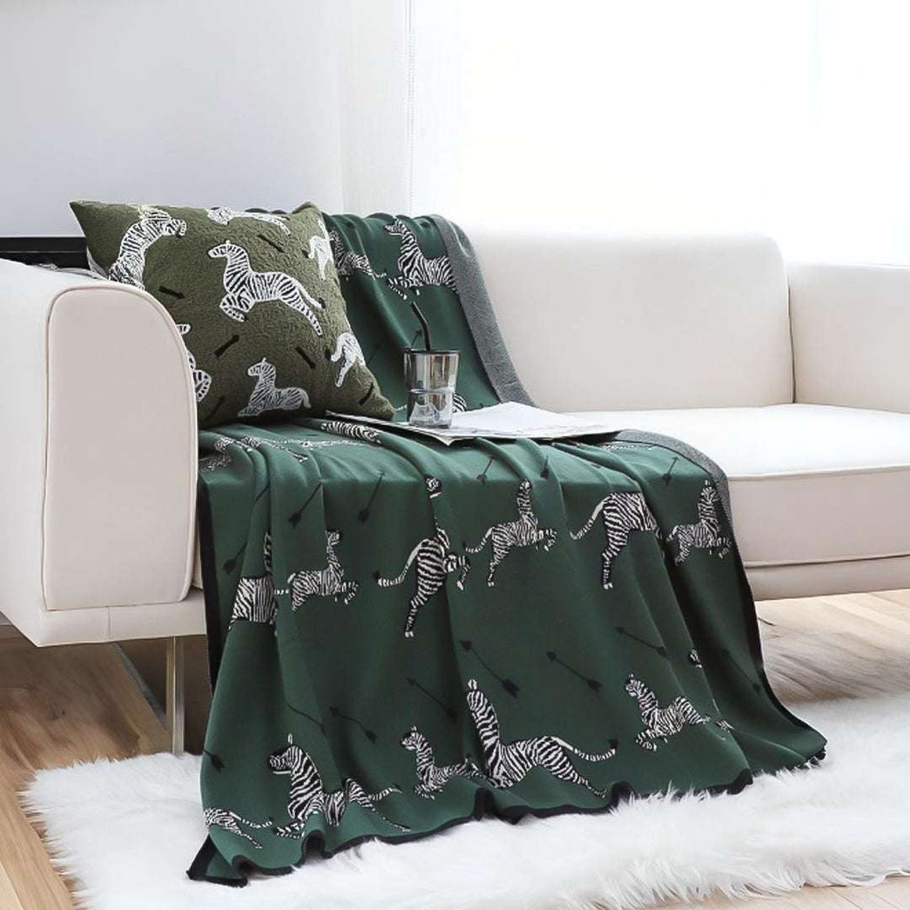 SOGA 2X Olive Green Zebra Print Throw Blanket 130x180cm 100% Cotton $ 237