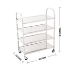 SOGA 2X 4 Tier Stainless Steel Kitchen Dinning Food Cart Trolley Utility Size Square Small