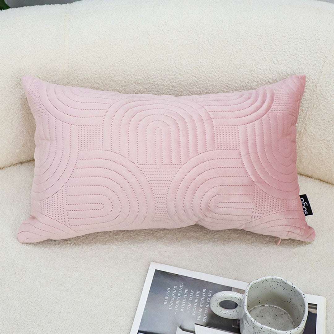 SOGA 30cm Pink Textured Geometric Pattern Decorative Throw Pillow $ 61