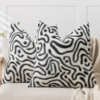 SOGA 50cm Black White Abstract Swirl Pattern Decorative Throw Pillow
