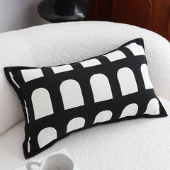 SOGA 30cm Contemporary Black White Geometric Pattern Throw Pillow