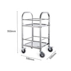 SOGA 2X 2 Tier 500x500x950 Stainless Steel Square Tube Drink Wine Food Utility Cart