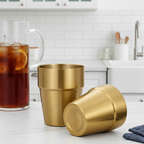 SOGA 260ml Stainless Steel Cups Set of 6 Reusable Durable Gold Drinking Tumblers $ 51
