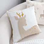 SOGA 2X 45cm Whimsical Beige Reindeer Applique Gold Accent Throw Pillow